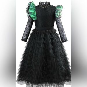 Black Lace Dress with Ruffled